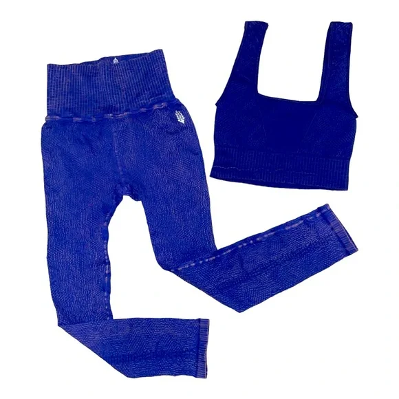 NEW Free People Movement Good Karma Top & Leggings Textured Set - Picture 2 of 5